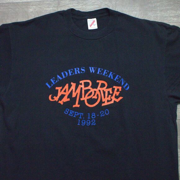 Vintage Leaders Weekend T Shirt XL Single Stitch Jerzees Black Vtg - Picture 1 of 4